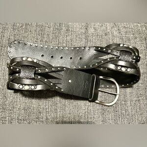Black Studded Leather Women's Fashion Belt